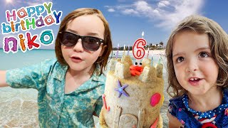 NiKOs BEST 6th BDAY EVER Beach Birthday Party on a new Disney island Pirate Adley Niko amp Navey [upl. by Zenobia]