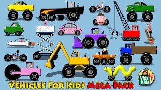 Vehicles For Kids Mega Pack  Cars Trucks Motorcycles Fire Truck for Children [upl. by Kcaj]