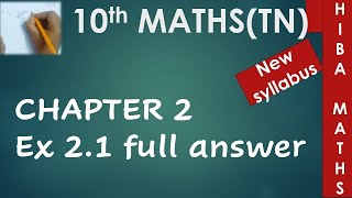 10th maths chapter 2 exercise 21 full answers numbers and sequence tn samacheer hiba maths [upl. by Salena]