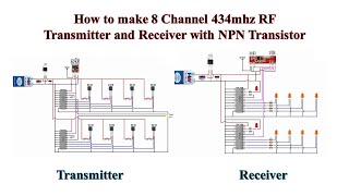 How to make 8 Channel 434mhz RF Transmitter and Receiver with NPN Transistor [upl. by Atinad105]