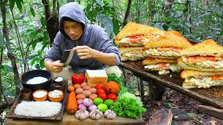 How to make Sandwich Bread Simple Cooking in Jungle  American Cousin Sandwich for Breakfast [upl. by Baggott]