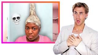 Hairdresser Reacts To Chaotic Home Relaxer Videos [upl. by Sigfrid898]