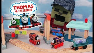 Thomas amp Friends Wood Lift and Load Cargo Playset Unboxing Toy FisherPrice Tank Engine [upl. by Antipas]