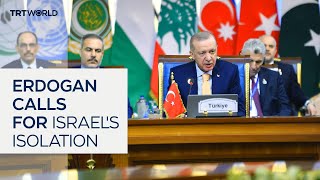 Erdogan calls for Israels international isolation at D8 summit [upl. by Lirbij789]