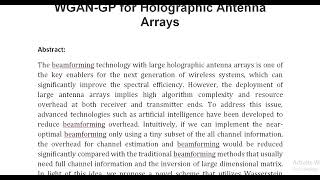 Beamforming Inferring by Conditional WGAN GP for Holographic Antenna Arrays [upl. by Blayze]