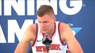 Best of Kristaps Porzingis Interview  New York Knicks Media Day  MSG Networks [upl. by Raleigh]