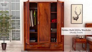 Wardrobe Design Ideas  Holden Multi Utility Wardrobe Design By Wooden Street [upl. by Enelime]