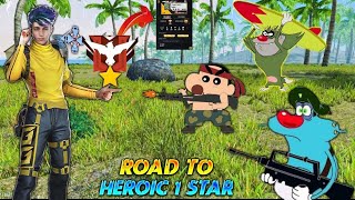 Heroic Star ⭐ Gameplay Of Oggy  With His Brother Jack amp Shinchan  Free Fire [upl. by Krongold]