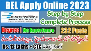 BEL Apply Online Telugu 2023BEL Probationary Engineer Form Fill Up 2023BEL Probationary Officer [upl. by Burk]