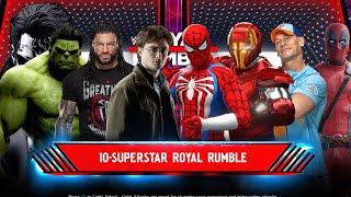 10 Man Royal Rumble Roman Hulk John Herry Potter Spiderman Iron man wwe2k24 gam20 [upl. by Melone]