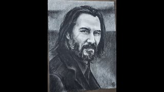 Drawing Keanu Reeves  Charcoal Portrait Art [upl. by France986]