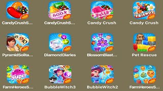 Candy Crush SagaSodaJellyFriendsPyramid SolitaireDiamond DiariesBlossom BlastBubble Witch 3 [upl. by Caye]