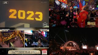 20222023 New Years Countdown on 4 Networks ABCCBSCNNNBC [upl. by Eirroc]