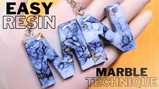 How To Create Marble Effect In Resin Letter Keychains  Resin Art For Beginners Step By Step [upl. by Akived179]