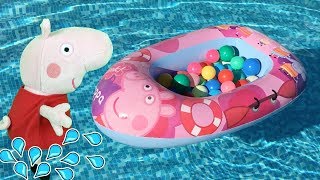 Peppa pig fiesta y juegos en la piscina con George y los amigosNuevo video de juguetes en español [upl. by Esiuqram]