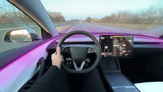 NEW 2024 TESLA Model 3 Highland Facelift AUTOBAHN Drive POV Interior Ambient Review [upl. by Crellen833]