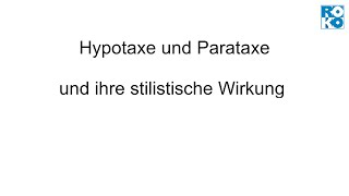 Grammatikkurs Hypotaxe Parataxe und ihre Wirkung [upl. by Akimot]