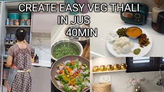 Vlog 3 🥗🍲💁EASY THALI IN JUS 40 MIN  సులభమైన వెజ్ కాంబో వెరైటీ 😋 [upl. by Marlena]