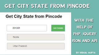 Get City State from Pincode [upl. by Saundra]