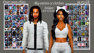 CC Clothes  My Entire CC Clothes Folder  900Files [upl. by Nodnarg]