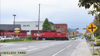 Canadian Pacific Train through Downtown Peterborough Ontario [upl. by Gardie]