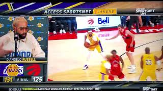 DAngelo Russell post game interview and highlights after Lakers defeat Raptors 131125 [upl. by Ariem]