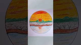 Sunrise drawing easy best drawing and beautiful drawing sunset sunrise shorts [upl. by Oicnecserc]