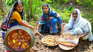 বাগানের পাকা আলু দিয়ে মৃগেল মাছের লাল ঝোল সঙ্গে মাছের টক রান্না  Village style fish curry recipe [upl. by Hatokad]