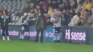 NRL Mascots Reefy Wanda and Claws at Prelim final 2024 [upl. by Khorma]