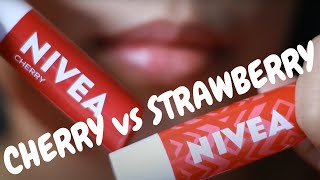 NIVEA LIP CARE LIP BALM  CHERRY VS STRAWBERRY [upl. by Littman]