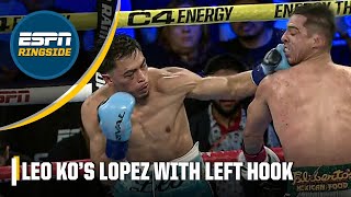 Angelo Leo ONEPUNCH KO of Luis Alberto Lopez to win IBF featherweight title  ESPN Ringside [upl. by Manly]