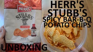 Unboxing Herrs Stubbs Spicy BarBQ Flavored Potato Chips [upl. by Marie]