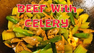 BEEF WITH CELERY STIR FRY [upl. by Atterrol589]