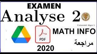 examen avec solution مراجعة شاملة U alger 1 2020 MATH info st شرح باختصار [upl. by Aketal]