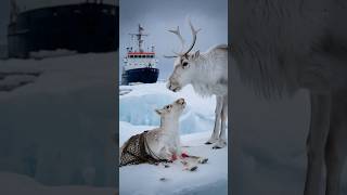 A mother reindeer pleads with a sailor her eyes filled with hope to free her baby tangled in a net [upl. by Larena]