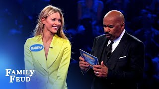 HEAVENS ABOVE Angel Martha Hunt gets 197 points  Celebrity Family Feud [upl. by Pedaiah]