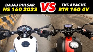 Tvs Apache RTR 160 4V Vs 2023 Bajaj Pulsar NS 160  Best 160cc Bike To Buy [upl. by Ardnoyek487]