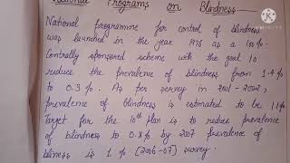 Assignment on National Programmes on blindness and trachoma [upl. by Airlie]