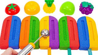 Satisfying Video l Kinetic Sand Colorful Ice Cream Popsicle Sticks Cutting ASMR [upl. by Nageet]