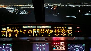 Night Flight With Airbus A318 To The New Airport In Istanbul  Cocpit View [upl. by Imotih42]