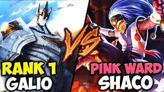 PINK WARD SHACO VS RANK 1 GALIO MAIN EPIC ONE TRICK BATTLE [upl. by Ma]