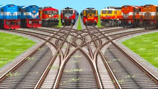 8Trains Run On Bumpy Branched Railroad Track indian train game train simulator gameplay [upl. by Dnaleel]