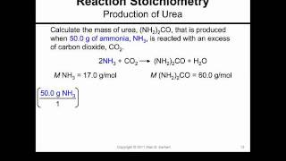 Stoichiometry Calculating the Mass of Urea [upl. by Ellerehs812]