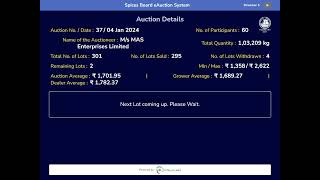 SPICES BOARD LIVE EAUCTION 04012024  MAS [upl. by Einnel]