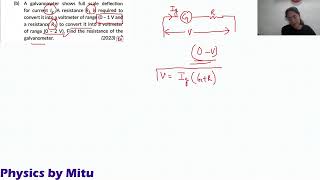 PYQ galvanometer shows full scale deflection for current Ig Physics class 12 numericals [upl. by Minardi]