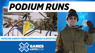 Monster Energy Men’s Snowboard Slopestyle Top 3 Runs  X Games Aspen 2024 [upl. by Eisen236]