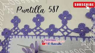 Puntilla 587 puntilla de una vuelta 💜💜  Puntillas Estrella 🌟 [upl. by Aiouqes589]