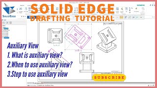 solid edge auxiliary view command  solid edge drafting tutorial [upl. by Renrut]