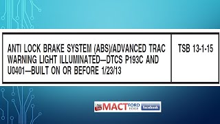 TSB 13115 Anti Lock brake system advance track light illuminated DTCS P183C and U0401 [upl. by Ecirtaeb837]