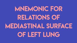 mnemonic for relation of mediastinal surface in left lung [upl. by Halford]